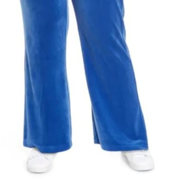 Juicy Couture Pant Womens 1X Blue Track Velour 90’s Pull On Casual Plus Size - Picture 6 of 7